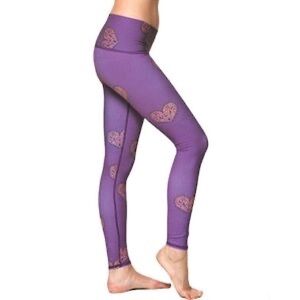 Teeki Wander Love Purple Hearts Leggings Size Medium